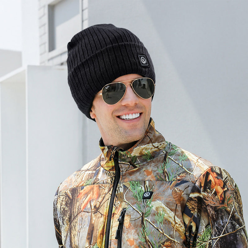 Load image into Gallery viewer, SNOW DEER Battery Heated Beanie Hat,Electric Rechargeable Warm Winter Heated Fleece Cap

