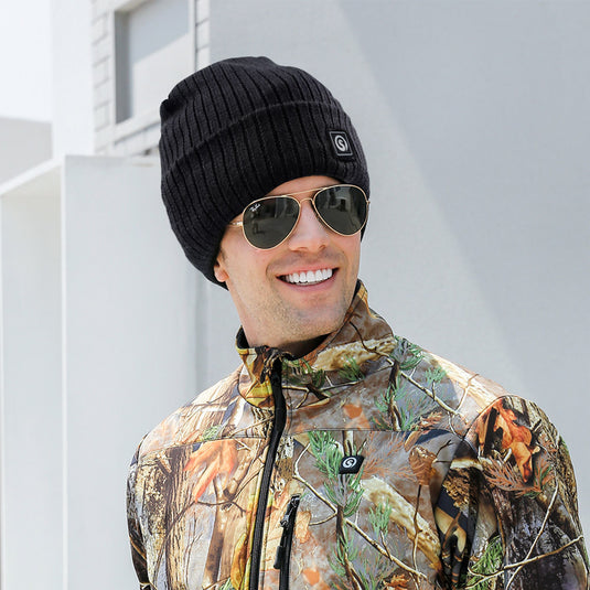 SNOW DEER Battery Heated Beanie Hat,Electric Rechargeable Warm Winter Heated Fleece Cap