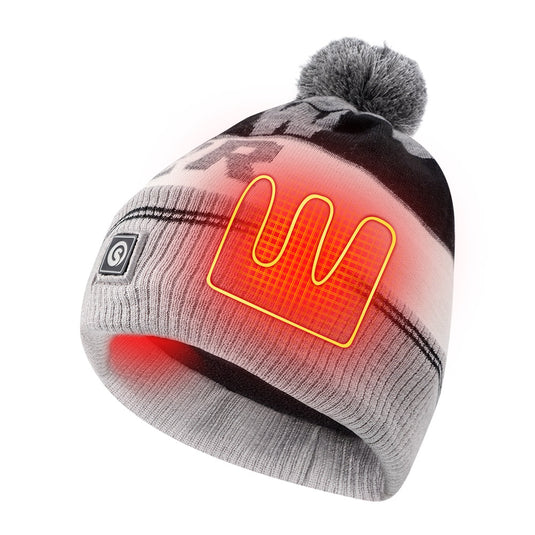 SNOW DEER Battery Heated Beanie Hat,Electric Rechargeable Warm Winter Heated Fleece Cap