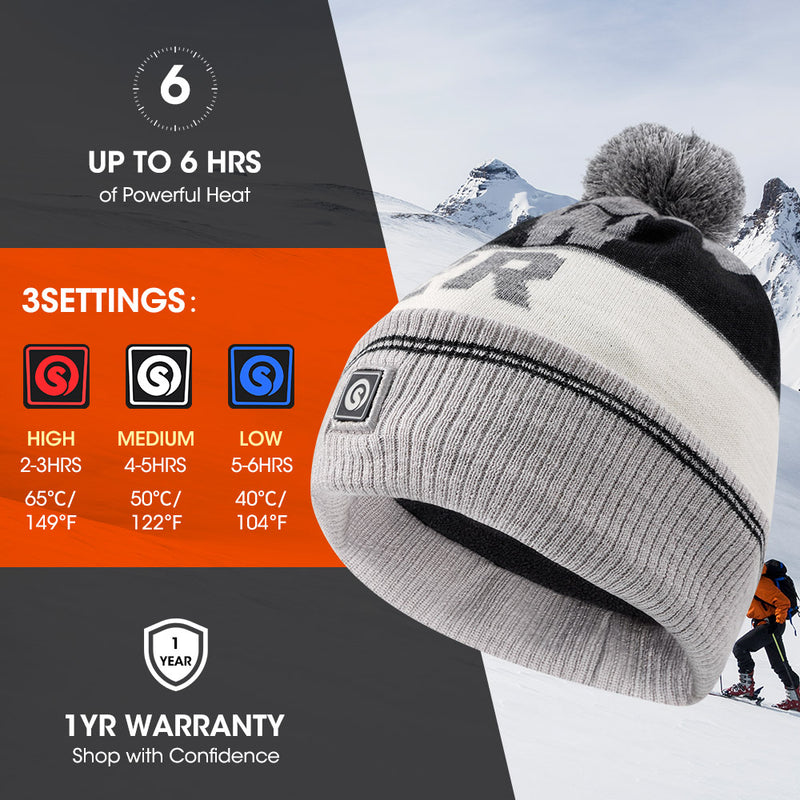 Load image into Gallery viewer, SNOW DEER Battery Heated Beanie Hat,Electric Rechargeable Warm Winter Heated Fleece Cap
