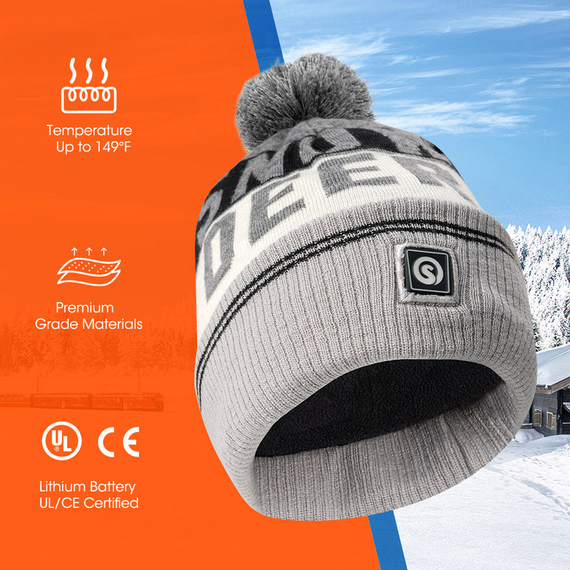 Load image into Gallery viewer, SNOW DEER Battery Heated Beanie Hat,Electric Rechargeable Warm Winter Heated Fleece Cap
