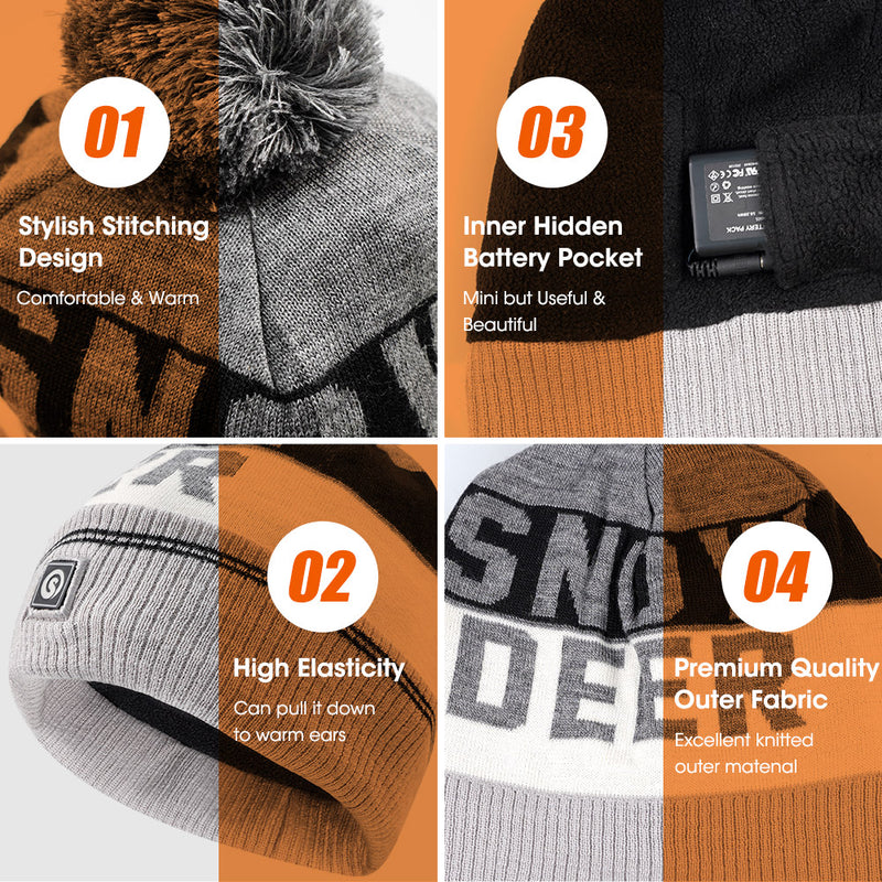 Load image into Gallery viewer, SNOW DEER Battery Heated Beanie Hat,Electric Rechargeable Warm Winter Heated Fleece Cap
