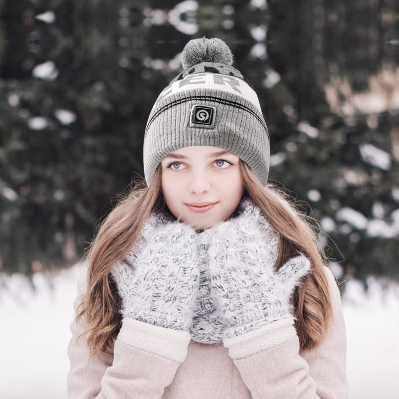 Load image into Gallery viewer, SNOW DEER Battery Heated Beanie Hat,Electric Rechargeable Warm Winter Heated Fleece Cap
