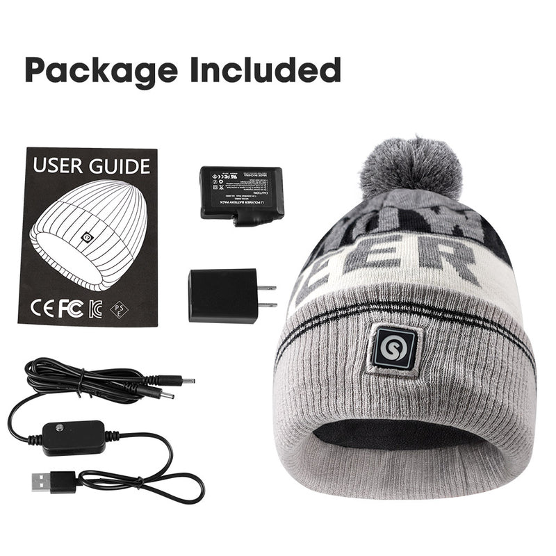 Load image into Gallery viewer, SNOW DEER Battery Heated Beanie Hat,Electric Rechargeable Warm Winter Heated Fleece Cap
