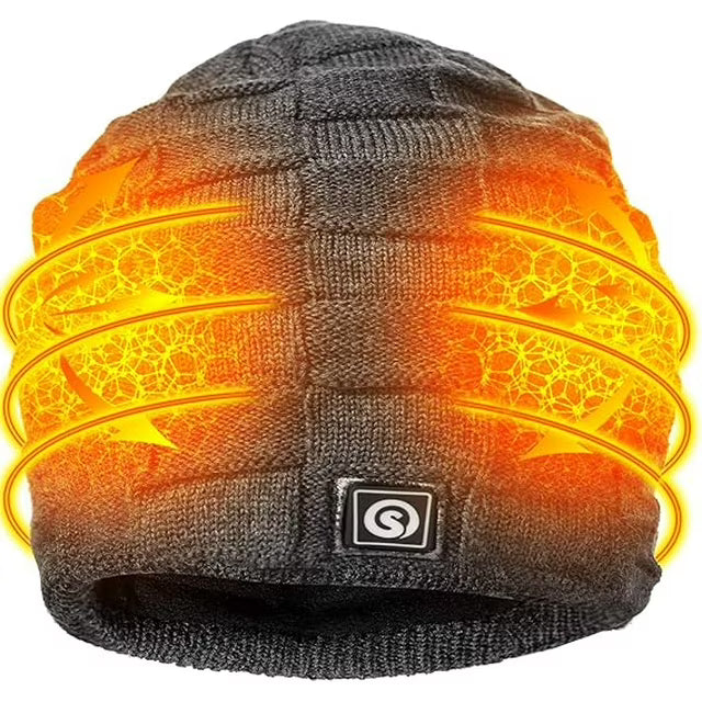 Load image into Gallery viewer, SNOW DEER Battery Heated Beanie Hat,Electric Rechargeable Warm Winter Heated Fleece Cap
