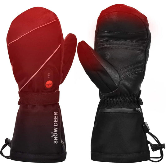 SNOW DEER Heated Mittens Gloves Men Women - 7.4V 2200MAH Electric Rechargeable Battery Gloves for Winter Skiing Skating Snow Camping Hiking Heated Hand Warmer Gloves