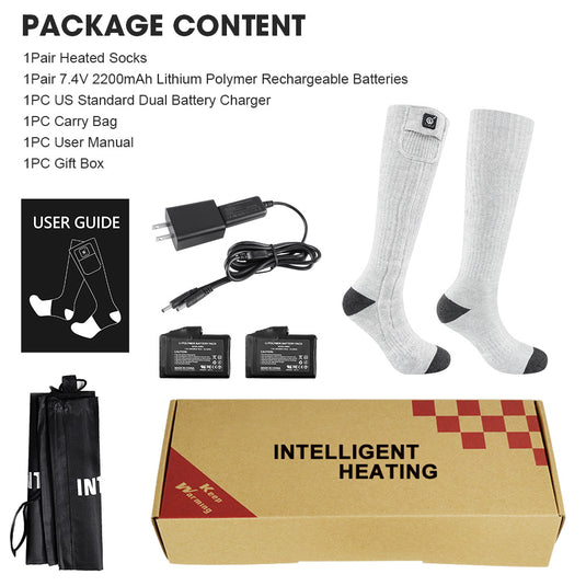 SNOW DEER Upgraded Heated Socks for Skiing, Hiking and Camping - Stay Warm and Comfortable in Cold Weather - Christmas Gift Idea