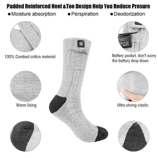 SNOW DEER Heated Socks, Rechargeable Electric Socks with 3 Heat Settings, 10 Hours Heating time Winter Foot Warmers with Large Capacity Batteries for Men/Women