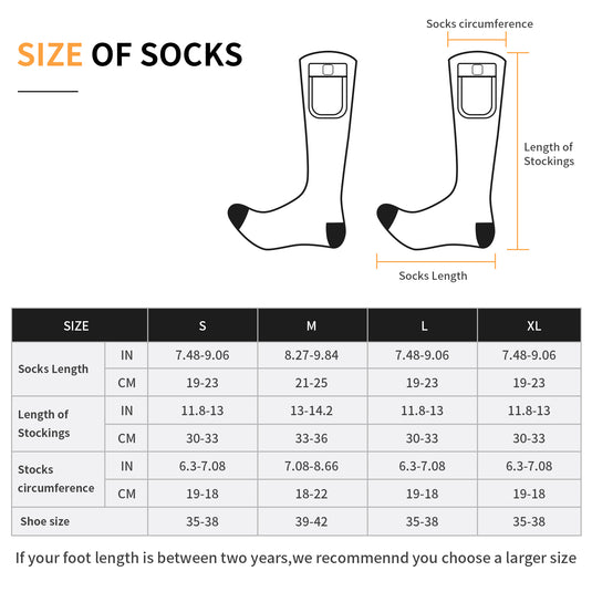 SNOW DEER Heated Socks for Men Women, 2200mAh Rechargeable Electric Heated Socks Foot Warmers 3 Heating Settings Winter Warm Thermo Sock with 2 Battery for Skiing Hiking Camping Running Fishing