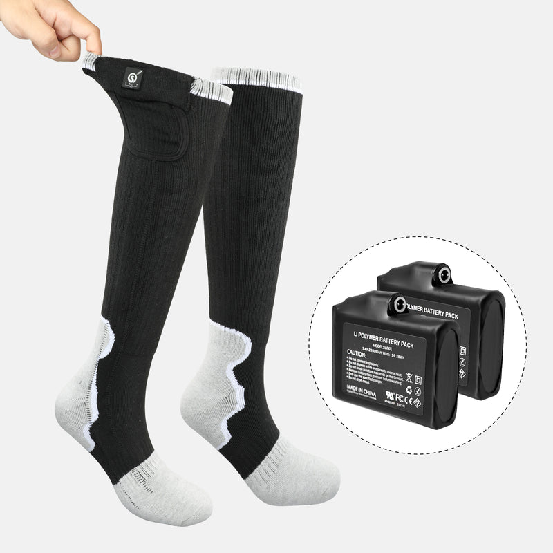 Load image into Gallery viewer, SNOW DEER Heated Socks for Men Women, 2200mAh Rechargeable Electric Heated Socks Foot Warmers 3 Heating Settings Winter Warm Thermo Sock with 2 Battery for Skiing Hiking Camping Running Fishing

