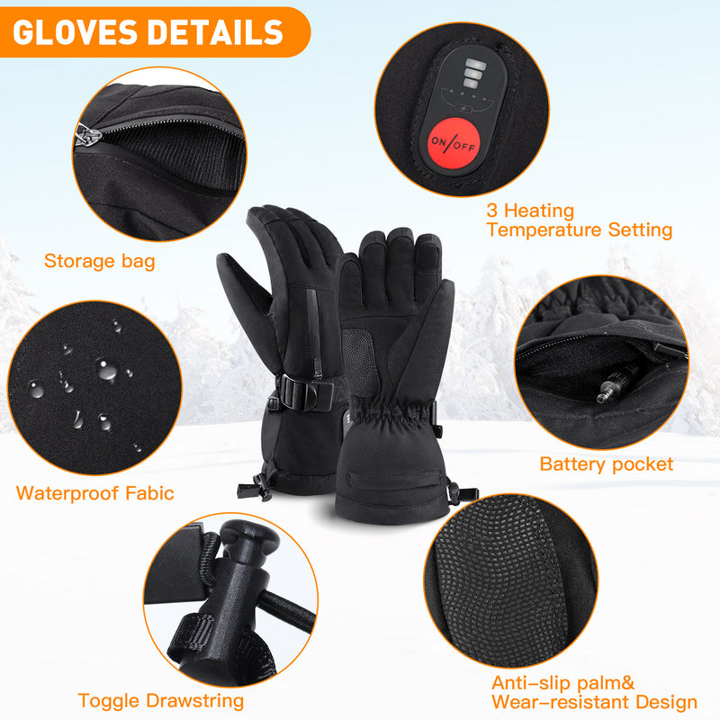 Load image into Gallery viewer, SNOW DEER Heated Gloves for Men &amp; Women – 3 Heat Levels, Waterproof Windproof, Multi-Size for Skiing, Cycling, Hiking &amp; Winter Outdoor Activities

