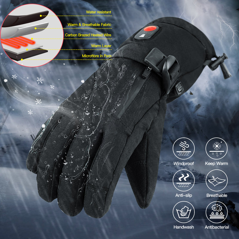 Load image into Gallery viewer, SNOW DEER Heated Gloves for Men &amp; Women – 3 Heat Levels, Waterproof Windproof, Multi-Size for Skiing, Cycling, Hiking &amp; Winter Outdoor Activities
