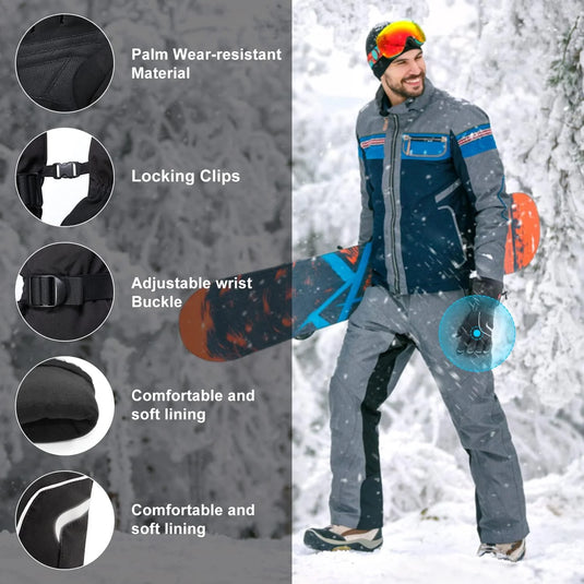 SNOW DEER Heated Gloves for Men Women - Electric Rechargeable Battery Heated Motorcycle Gloves,Winter Waterproof Warm Gloves Skiing Snowmobile Hands Gloves Best Gift