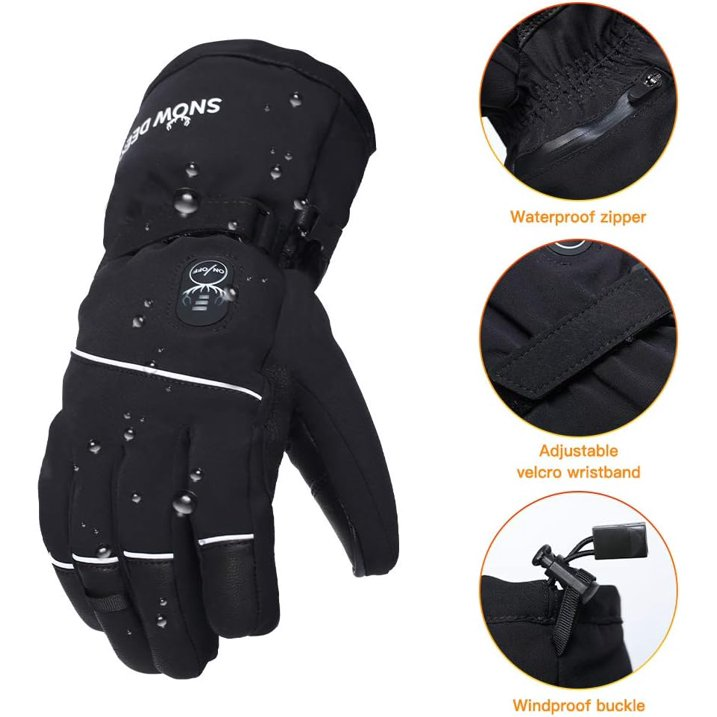 Load image into Gallery viewer, SNOW DEERElectric Heated Gloves, Waterproof &amp; Windproof Ski Gloves with Rechargeable Battery &amp; Touchscreen - Three Heat Settings for Cold Weather Snowboarding
