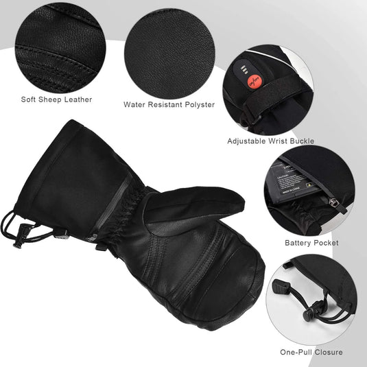 SNOW DEER Heated Mittens Gloves Men Women - 7.4V 2200MAH Electric Rechargeable Battery Gloves for Winter Skiing Skating Snow Camping Hiking Heated Hand Warmer Gloves