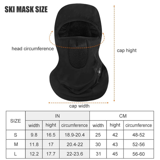 Snow Deer Riding Heating Face Mask Men Women Winter Thermal Windproof Rechargeable Battery Motorcycle Outdoor Sports Heated Mask Head Cover Scarf