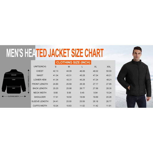 SNOW DEER Heated Jacket for Men with Battery Pack Included - Windproof Heated Coats for Men with Smart Temperature Control