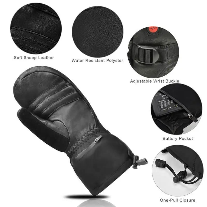 Load image into Gallery viewer, Snow Deer 7.4V Battery Heated  Leather Mittens
