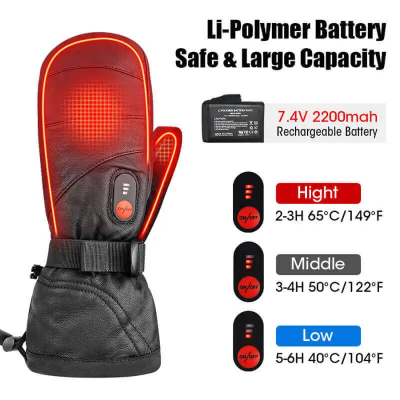 Load image into Gallery viewer, Snow Deer 7.4V Battery Heated  Leather Mittens
